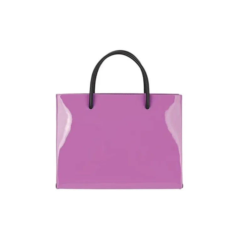 MOSCHINO Shiny Cow Leather Tote Bag Shopping Bag Portable Crossbody Bag Shoulder Bag Women's Light Purple-3