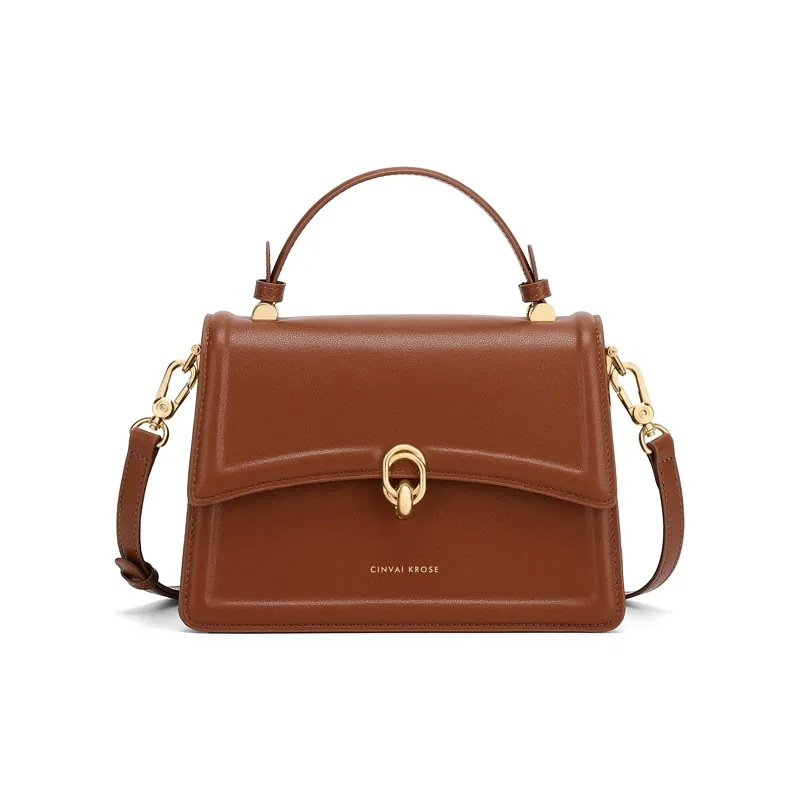 Simvay Clos Cow Leather With Synthetic Leather Shoulder Bag Crossbody Bag Handbags Small Size Women's Brown/Black-1
