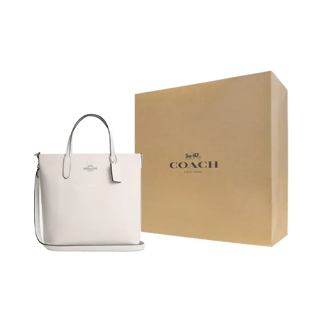 COACH Cow Leather Tote Bag Shopping Bag Handbag Medium Size Women's White-4