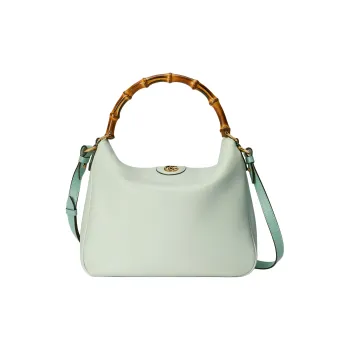 GUCCI Diana Leather Portable Crossbody Bag, Shoulder Bag Medium Size Women's Light Green