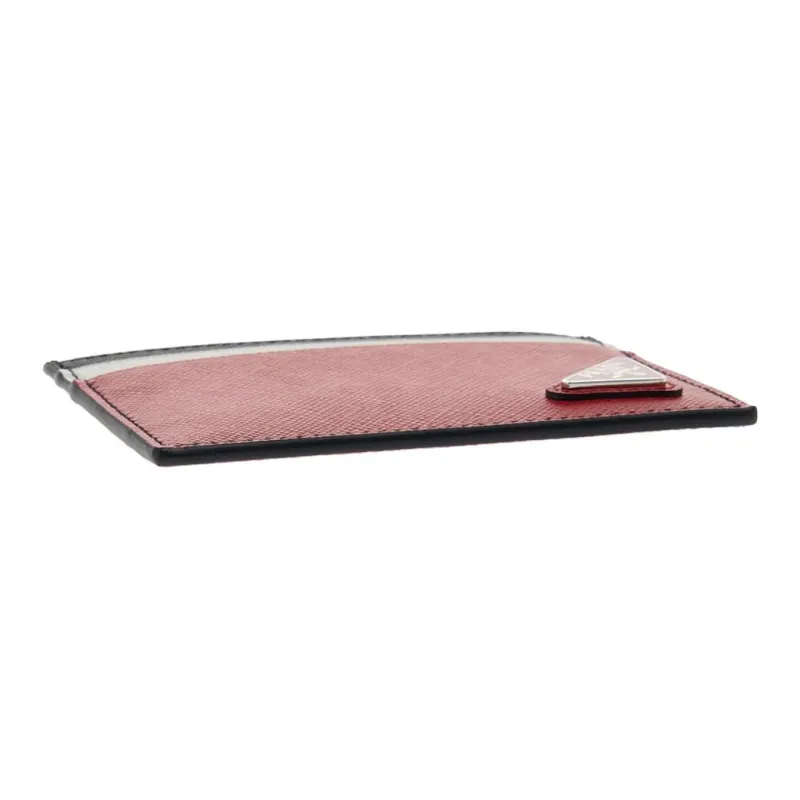 PRADA Leather Card Holder Men's Red-5
