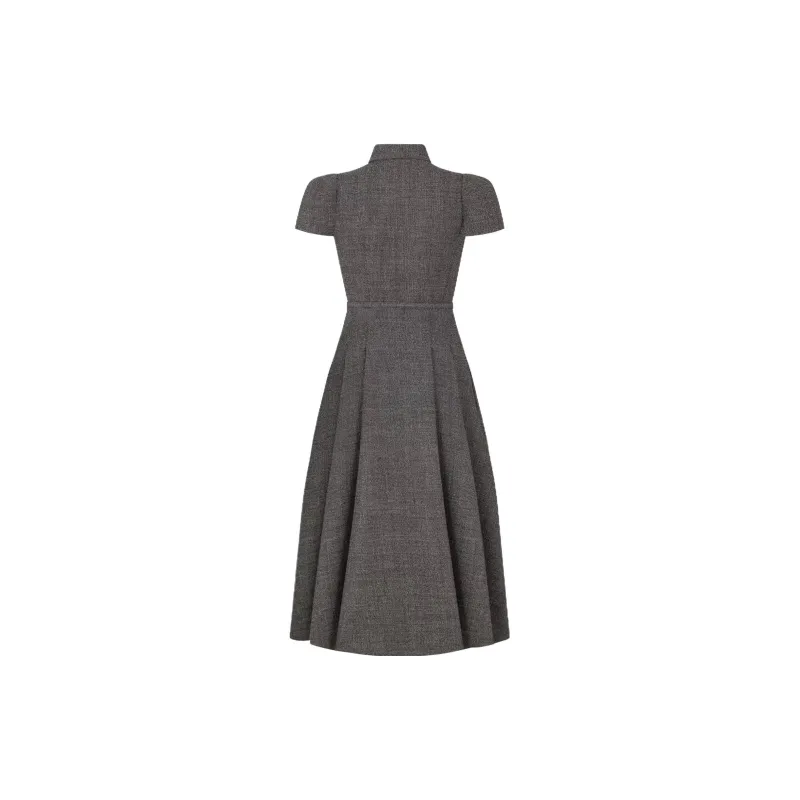DIOR Belted Mid-Length Dress Short-Sleeved Dresses Women's Gray-1