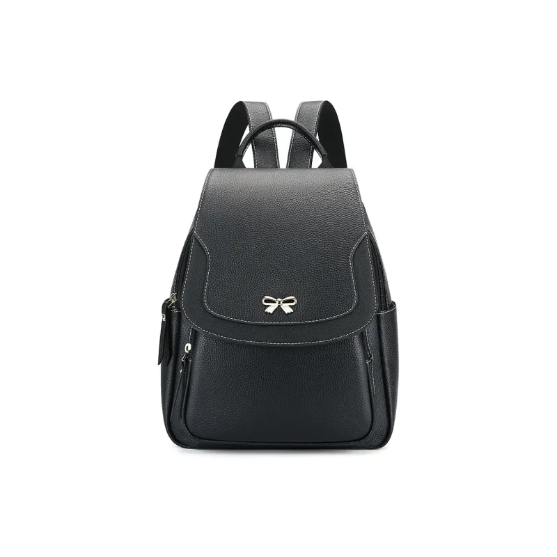 MEXICAN Cow Leather Backpack Regular Women's Black-0