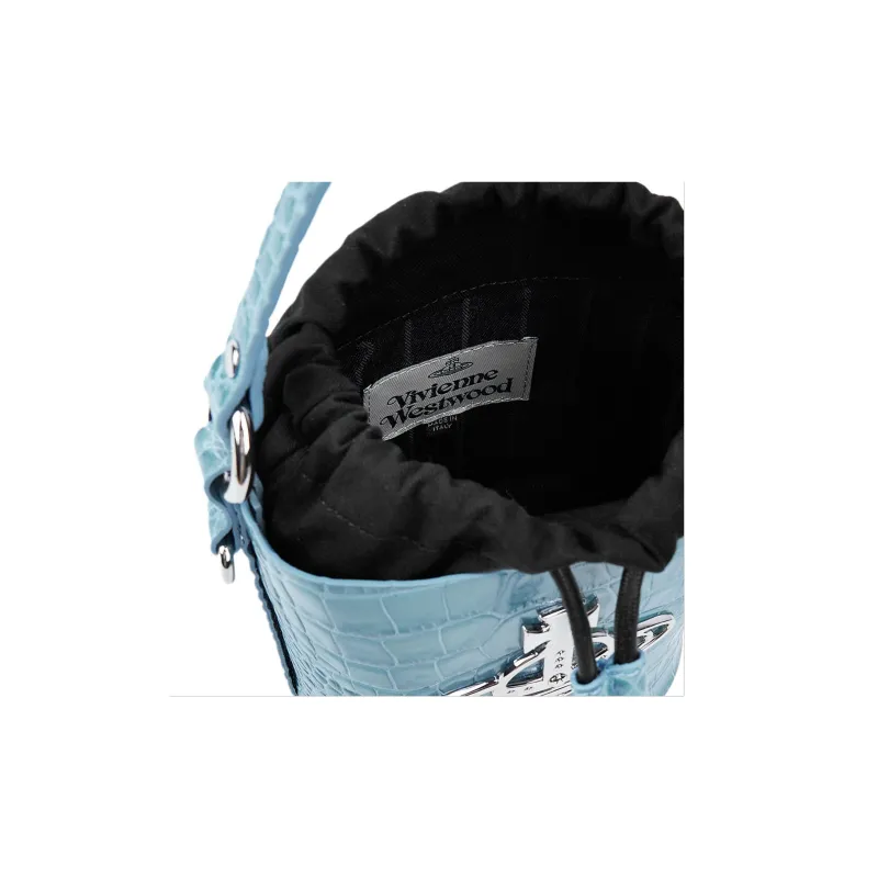 Vivienne Westwood DAISY Calfskin Bucket Bag, Shoulder Bag, Crossbody Bag, Handbag Women's Light Blue-3