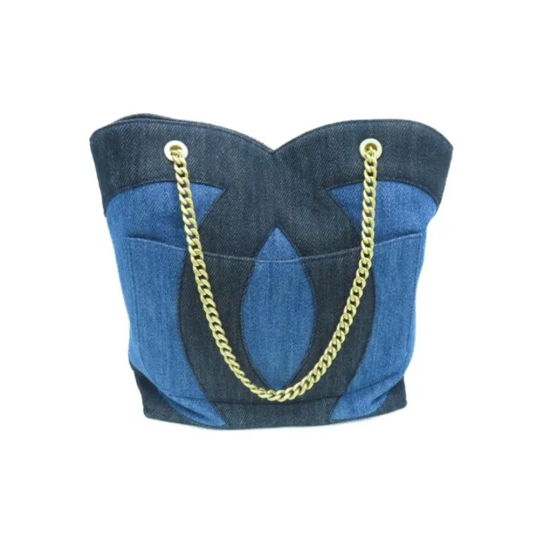 CHANEL Denim HOBO Bag, Shoulder Handbag Women's Blue & Blue-1