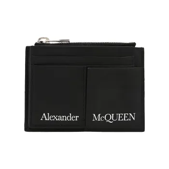 Alexander McQueen Calfskin Card Holder Wallet Men's Black