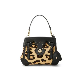 Polo Ralph Lauren Soft Ricky Cowhide Storage Bag One Shoulder Handbag Mini Women's Black/Yellow/Coffee