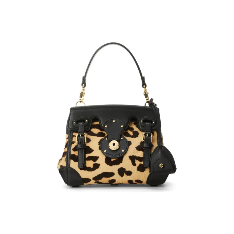 Polo Ralph Lauren Soft Ricky Cowhide Storage Bag One Shoulder Handbag Mini Women's Black/Yellow/Coffee-0
