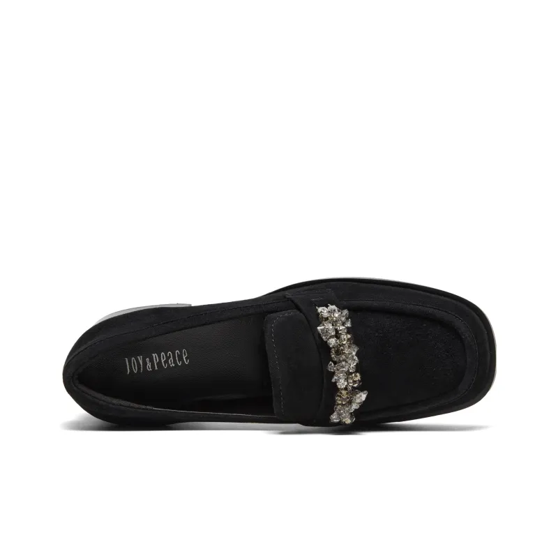 Joypeace Velour Latte Loafers 3.5cm Women's-3