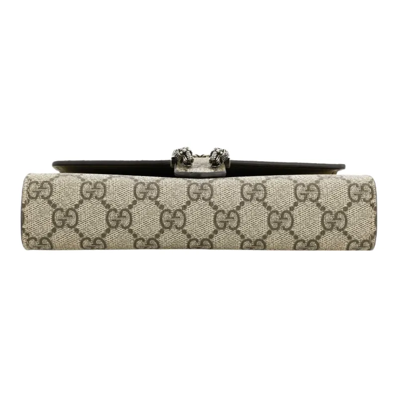 GUCCI Dionysus Wallet On Chain GG Supreme 16 Card Slot Mini Beige-5