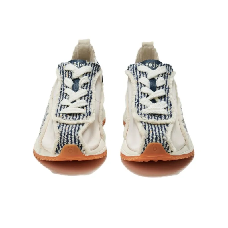 FAJO Height Increasing Low Top Casual Shoes Unisex Blue Beige-4