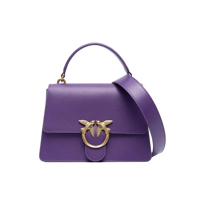 PINKO Calfskin Shoulder Bag, Crossbody Bag, Handbag Women's Purple-0