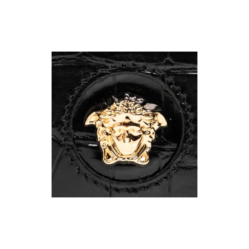 VERSACE Leather Card Holder Wallet Card Clip Regular Men's Black-4