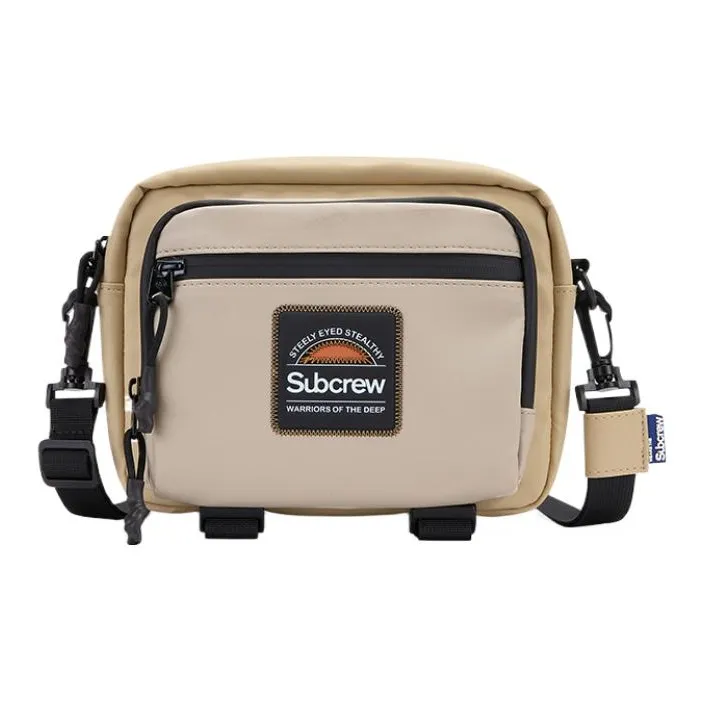 Subcrew Polyester Shoulder Bag, Crossbody Bag Medium Size Unisex Black/Khaki/White-2
