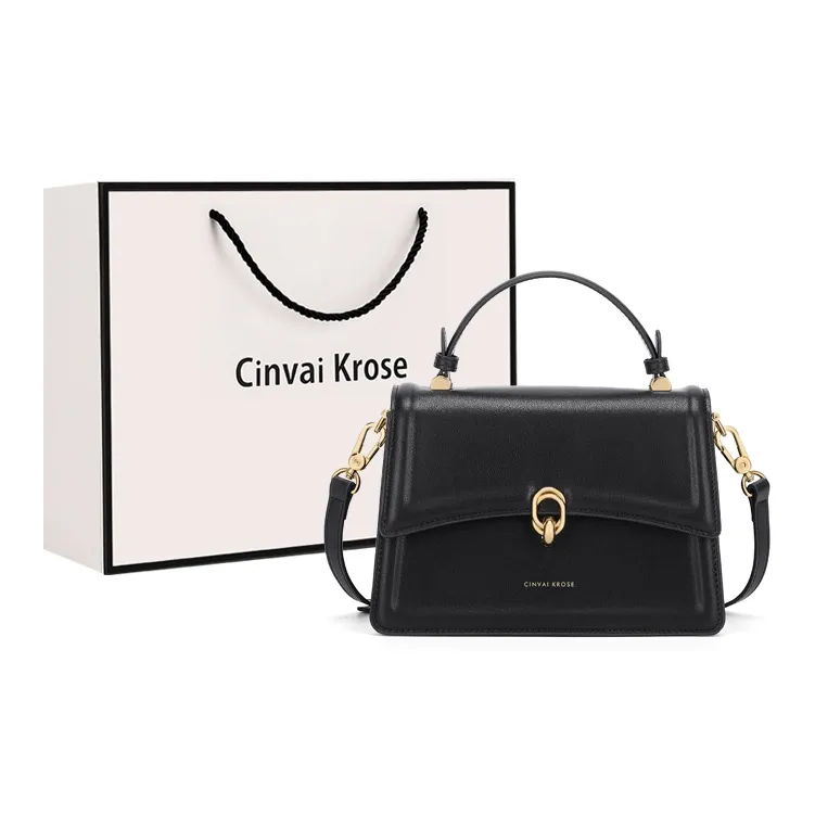 Simvay Clos Cow Leather With Synthetic Leather Shoulder Bag Crossbody Bag Handbags Small Size Women's Brown/Black-7