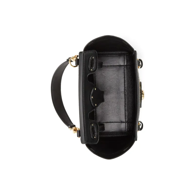 Polo Ralph Lauren Soft Ricky Cowhide Storage Bag One Shoulder Handbag Mini Women's Black/Yellow/Coffee-3