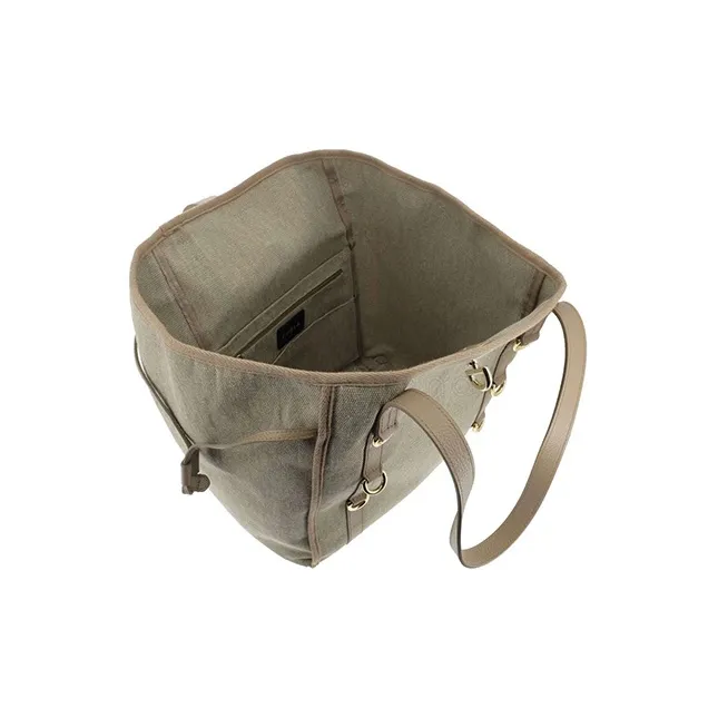 Furla Leather With Cotton Tote Bag, Shopping Bag, Handbag, Shoulder Bag Unisex Beige-3