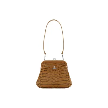 Vivienne Westwood Patent Leather Portable One Shoulder Clutch Women's Dark Brown
