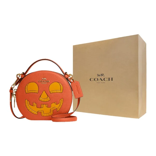 COACH Canteen Leather Handbag, Shoulder Bag, Crossbody Bag Trumpets Women's Orange-5