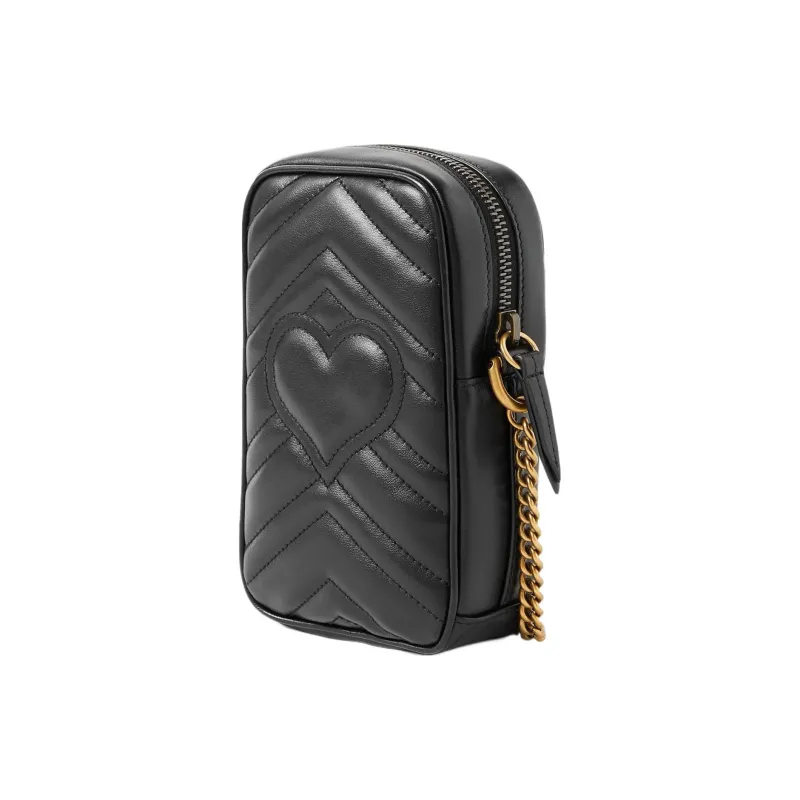 GUCCI Leather Cell Phone Pouch Crossbody Bag Shoulder Bag Women's Black-2
