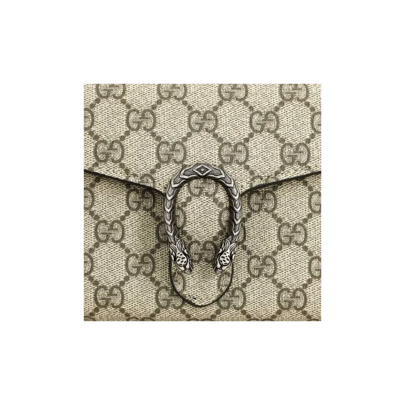GUCCI Dionysus Wallet On Chain GG Supreme 16 Card Slot Mini Beige-9