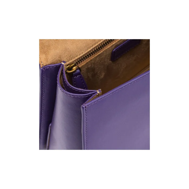 PINKO Calfskin Shoulder Bag, Crossbody Bag, Handbag Women's Purple-4