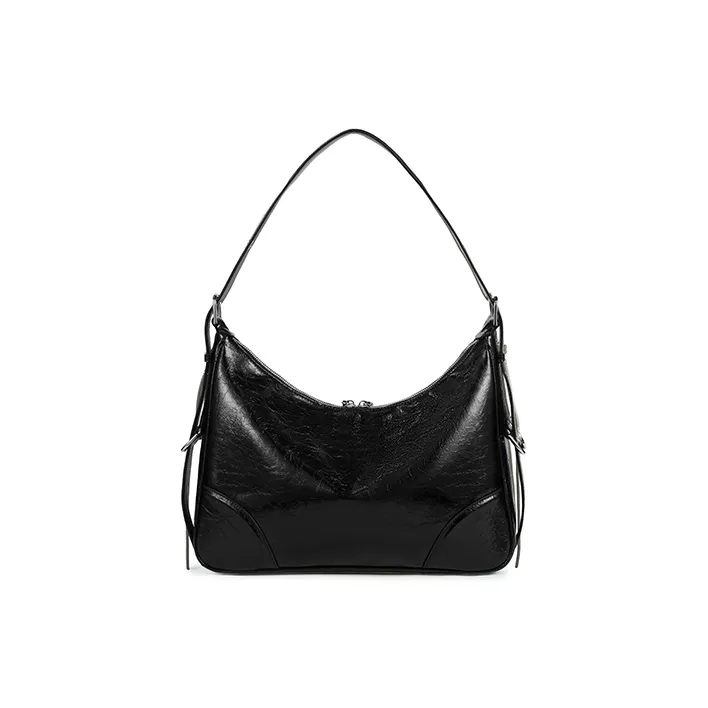 HXXXXS Cow Leather Shoulder Bag Women's Black-4