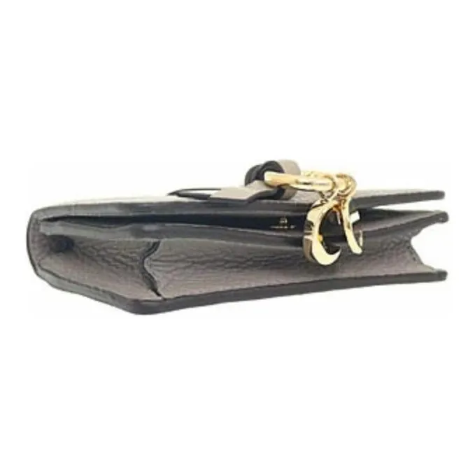 Chloe Alphabet Leather Coin Purse Women's Cashmere Gray-2