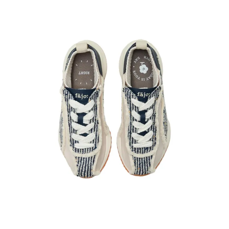 FAJO Height Increasing Low Top Casual Shoes Unisex Blue Beige-6