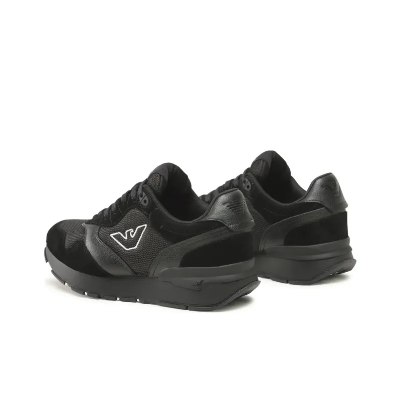 EMPORIO ARMANI Logo Embroidered Mesh Panelled Sneakers-2