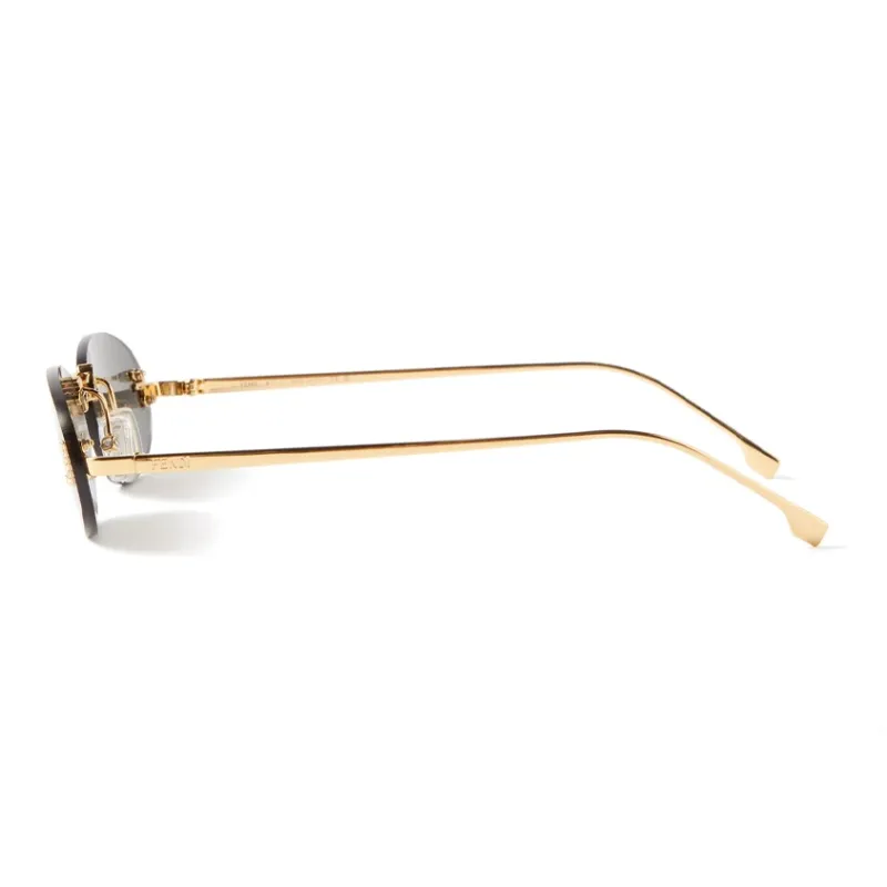 FENDI Metal Oval Sunglasses Women's Gold-1