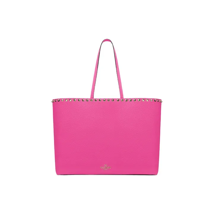 Valentino Grained Calfskin Tote Bag Shopping Bag Shoulder Bag Handbag Women's Fuchsia With Sunflower-2