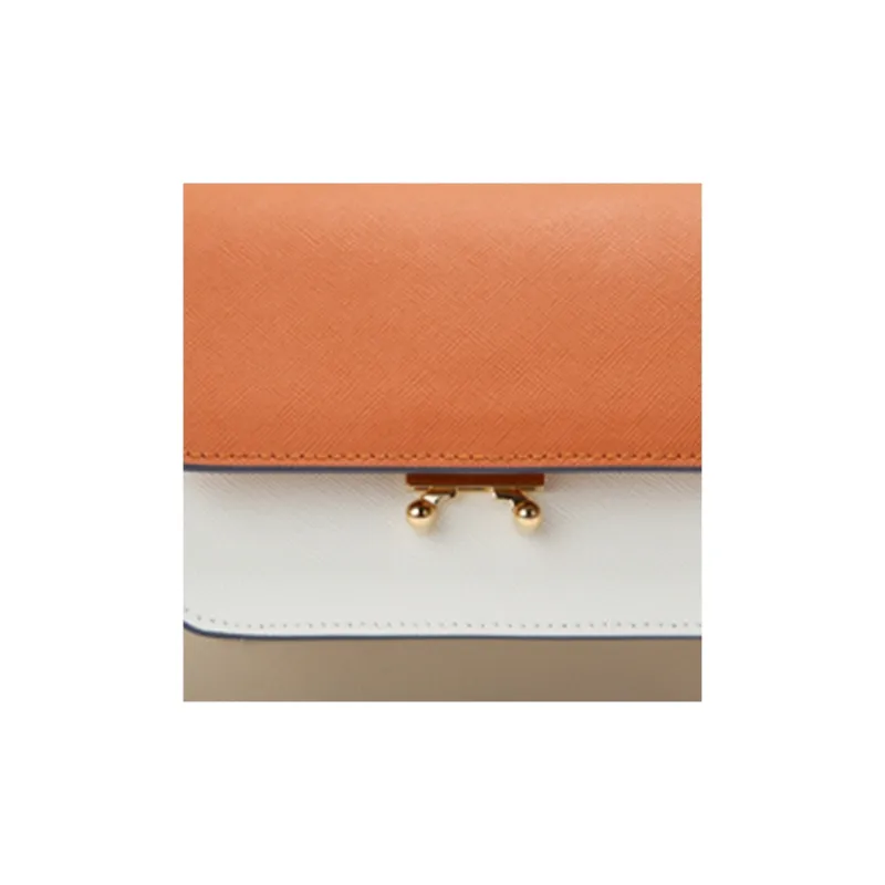 MARNI Cow Leather Trunk Bag, Shoulder Bag Women's Light Khaki & Brown-5