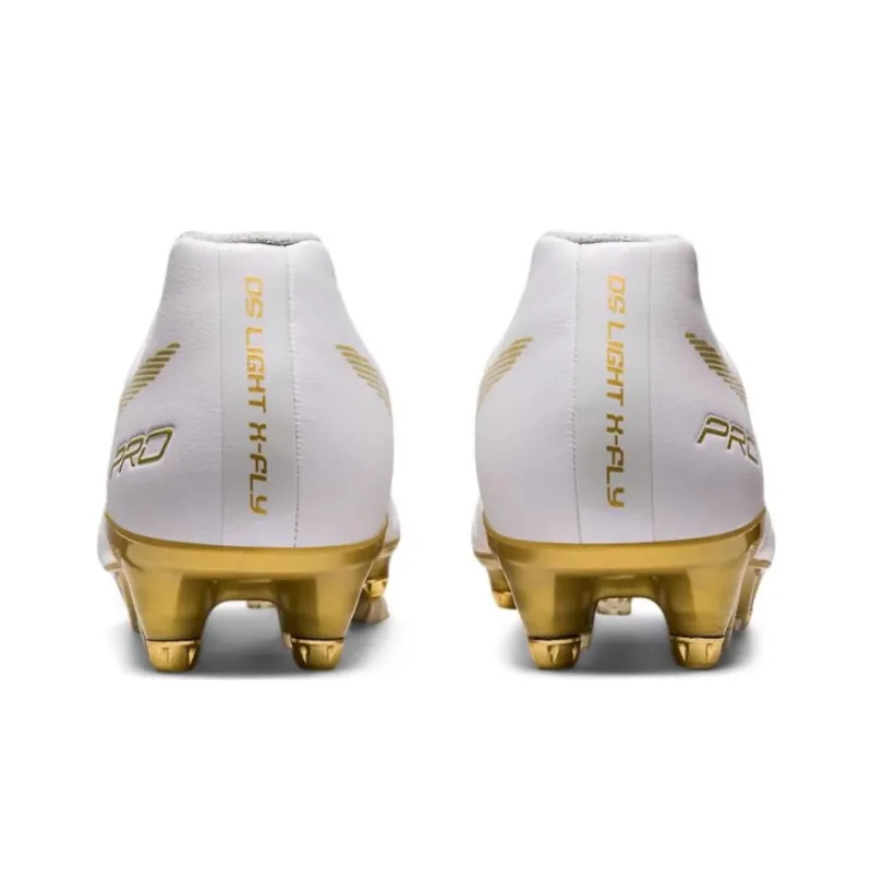 Asics DS LIGHT X FLY PRO Durable Breathable Soccer Shoes Unisex White Gold-5