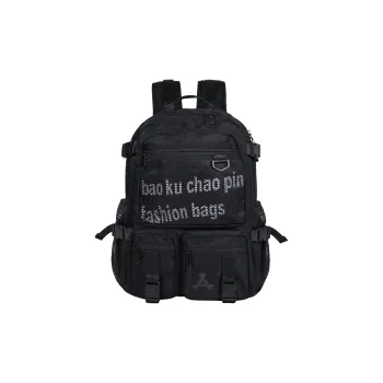 KONADCT Nylon Large Capacity Black Backpack, Students Backpack Unisex