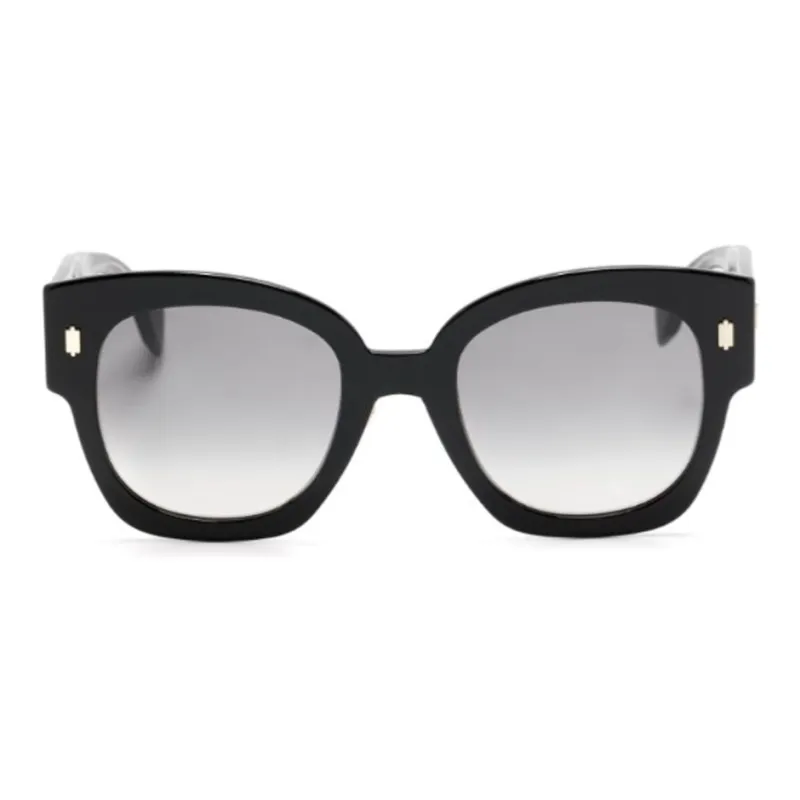 FENDI Acetate Irregular Shape Sunglasses Unisex Black-1