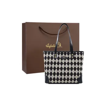 AUGTARLION Artificial Leather Tote Bag Shopping Bag Handbag Shoulder Bag Large Size Women's Black White