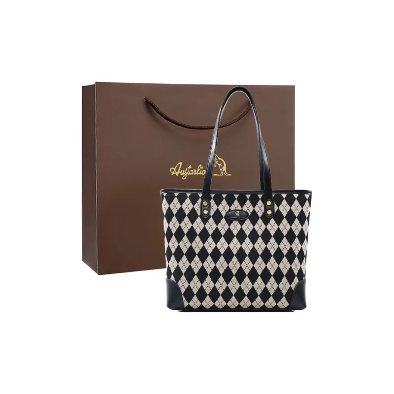 AUGTARLION Artificial Leather Tote Bag Shopping Bag Handbag Shoulder Bag Large Size Women's Black White-0