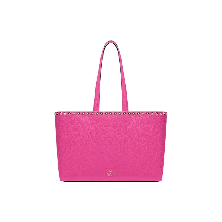 Valentino Grained Calfskin Tote Bag Shopping Bag Shoulder Bag Handbag Small Size Women's Fuchsia & Rose Quartz-2