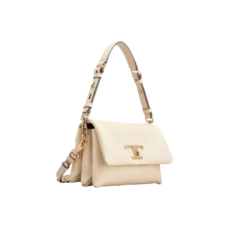 TOD'S Timeless Calfskin Flap Bag Shoulder Bag Crossbody Bag Mini Women's Beige Yellow-1