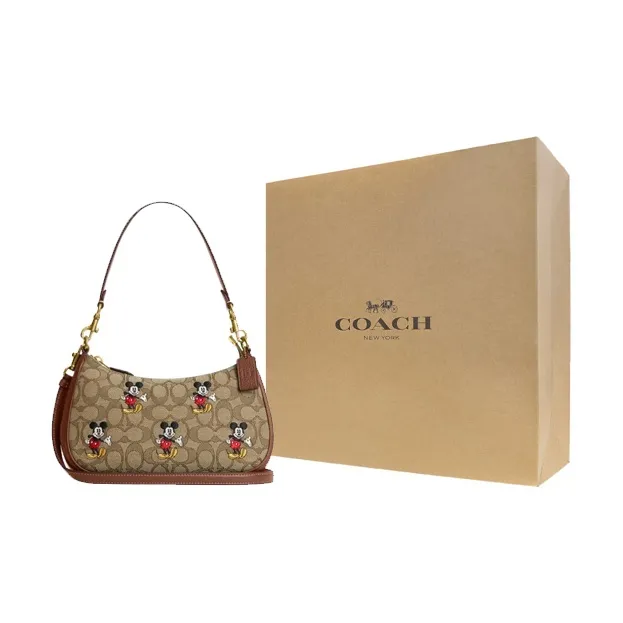 COACH Disney/Disney Collaboration Teri Fabric With Leather Shoulder Bag, Handbag, Shoulder Bag Women's Brown-6