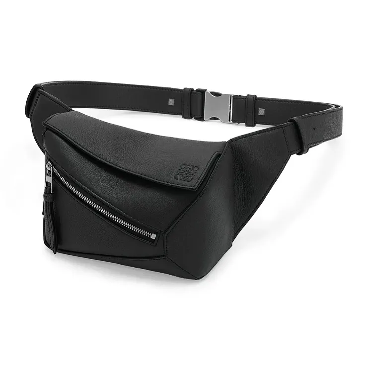 LOEWE Puzzle Cow Leather Fanny Pack Mini Men's Black-1