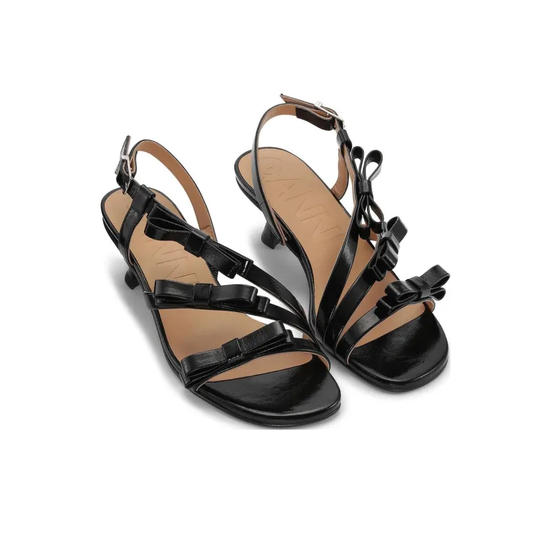 GANNI 25mm Bow-detail Kitten-heel Sandals-2