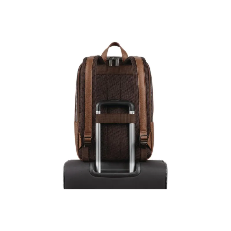 SAMSONITE Leather Laptop Backpack Men's Cognac-1