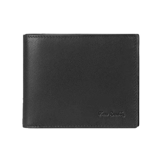 PIERRE CARDIN Top Grain Cow Leather Card Holder, Wallet Men's Black-0