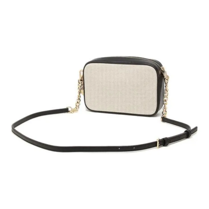 MICHAEL KORS Leather Camera Bag, Shoulder Bag, Crossbody Bag Medium Size Women's Black/Camel-3
