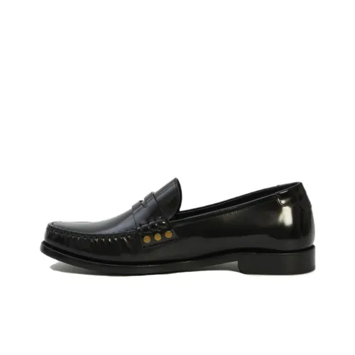 SAINT LAURENT Almond-toe Leather Loafers