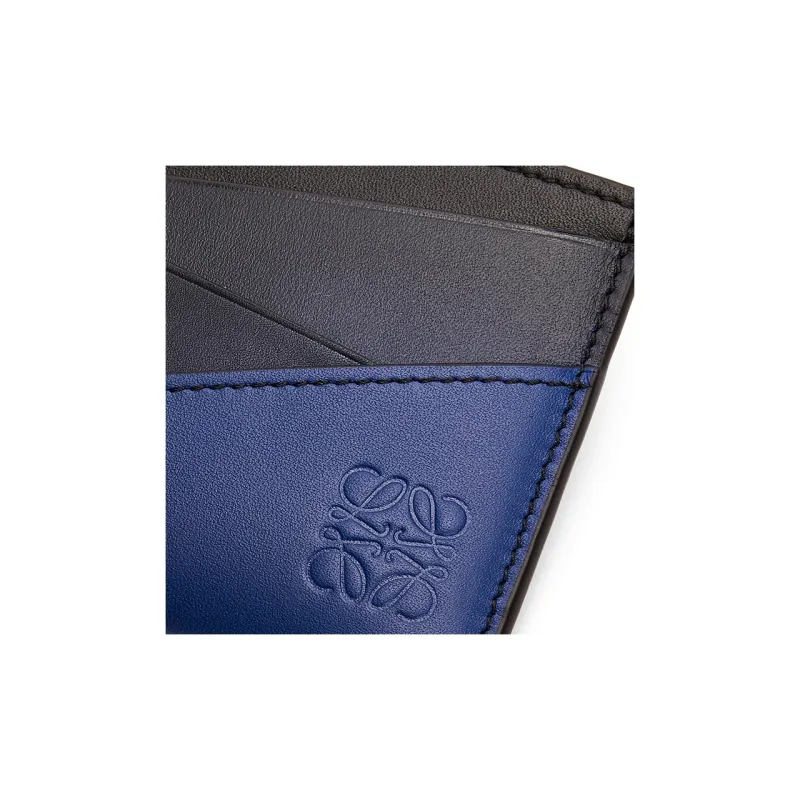 LOEWE Puzzle Silk Cow Leather Card Holder Men's Marine Blue-3