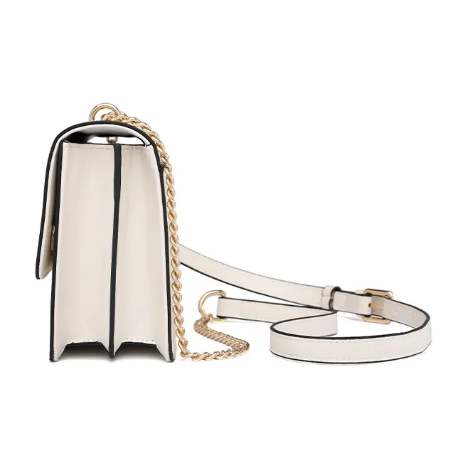 AUGTARLION PU Small Square Bag Chain Shoulder Bag Crossbody Bag Small Size Women's White-4