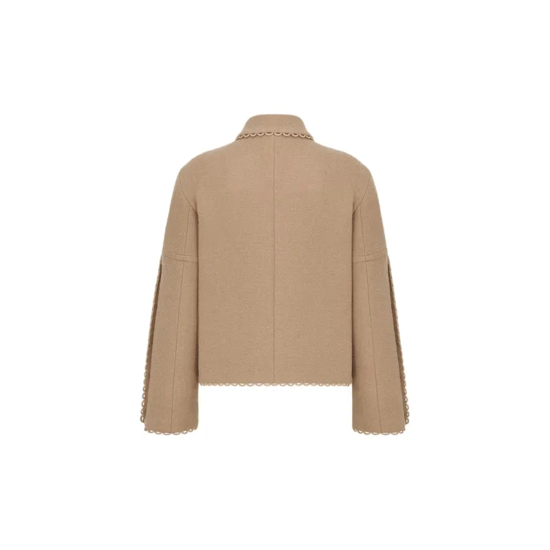 DIOR Laine Vierge Double Face Bouclette Beige Jackets Coats Women's Brown-1